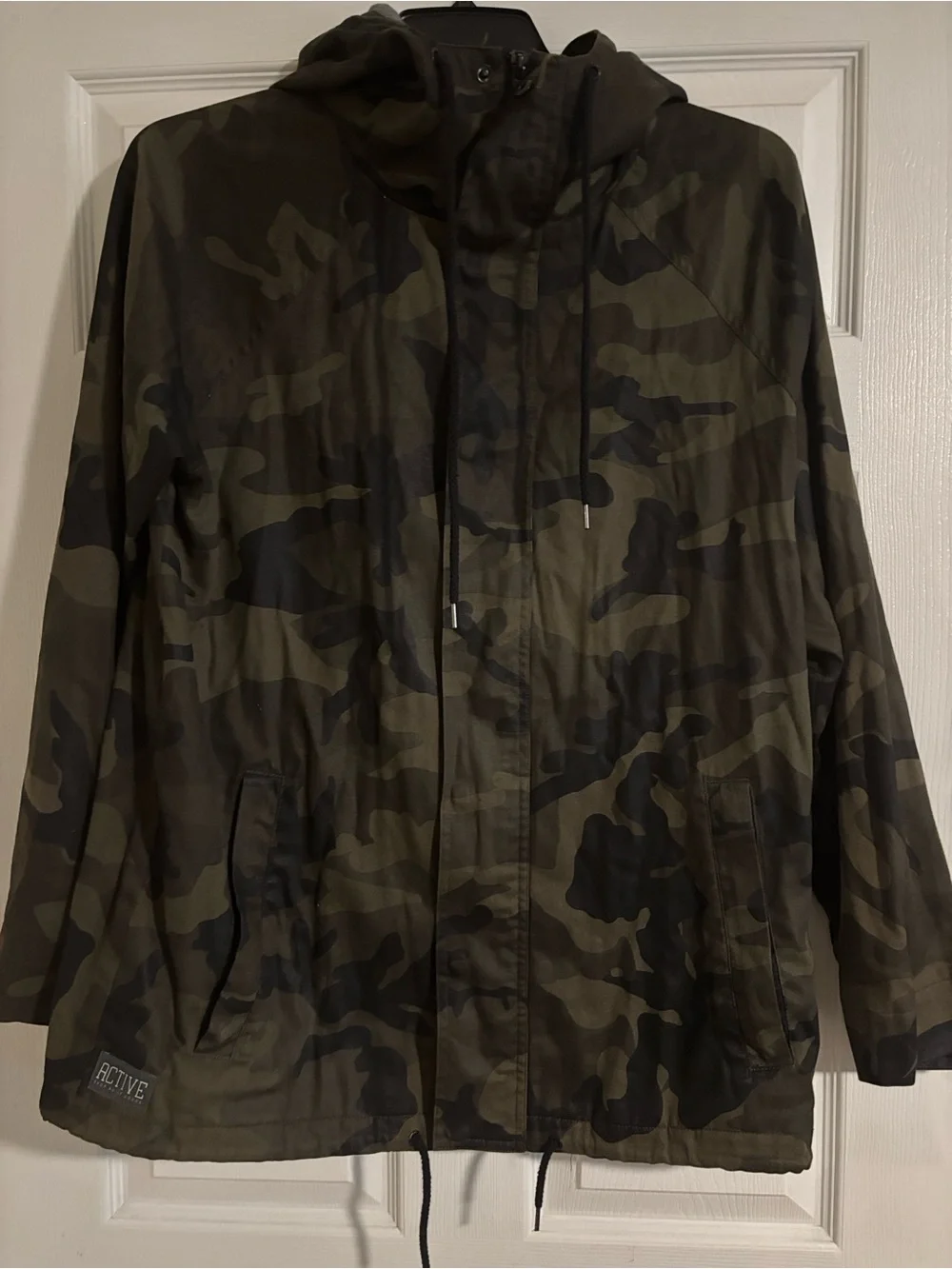 Active Brand Men's Camo Hooded Lined Jacket - Olive Green
